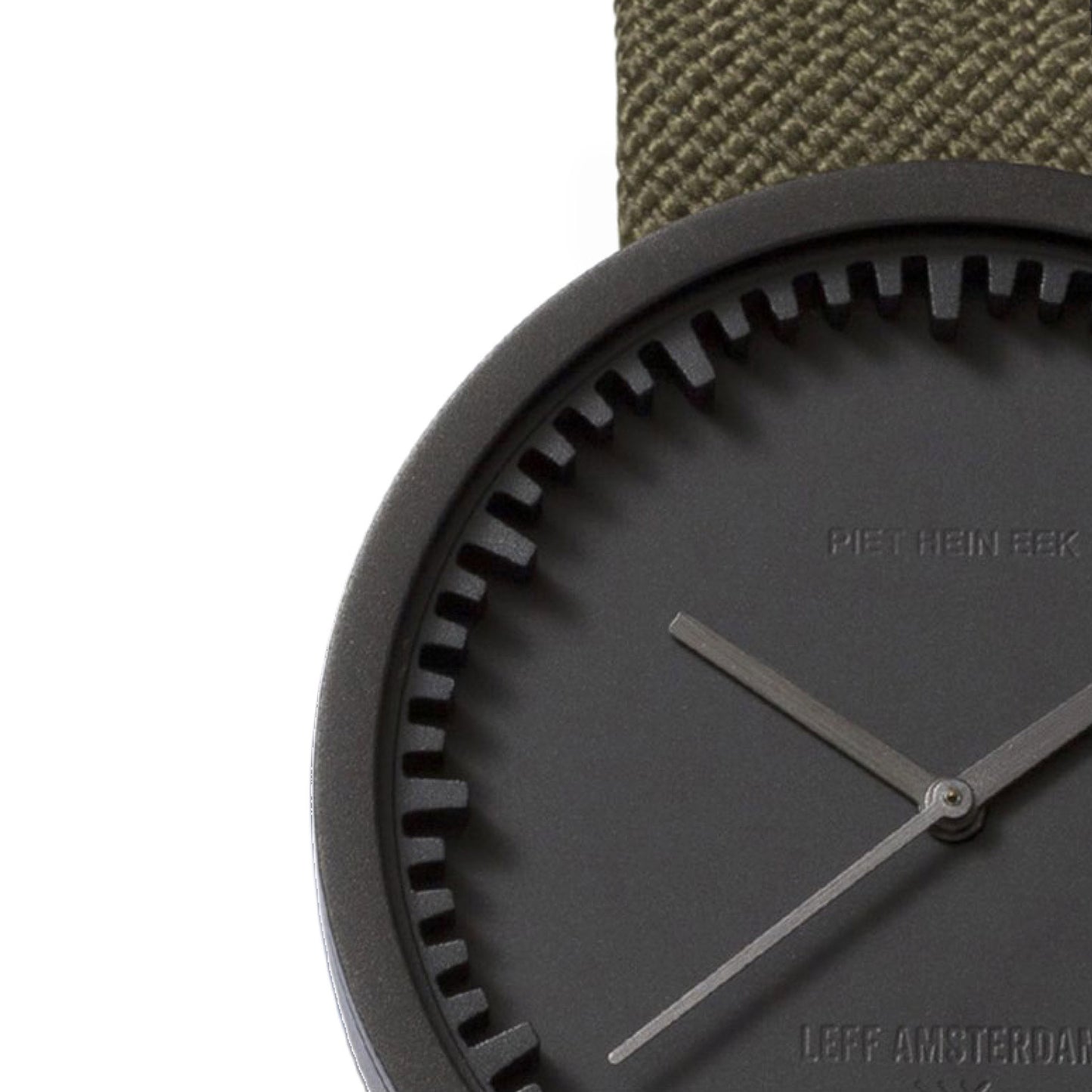 LEFF Amsterdam Tube Watch D38 Black Case Green Cordura-Leather Strap