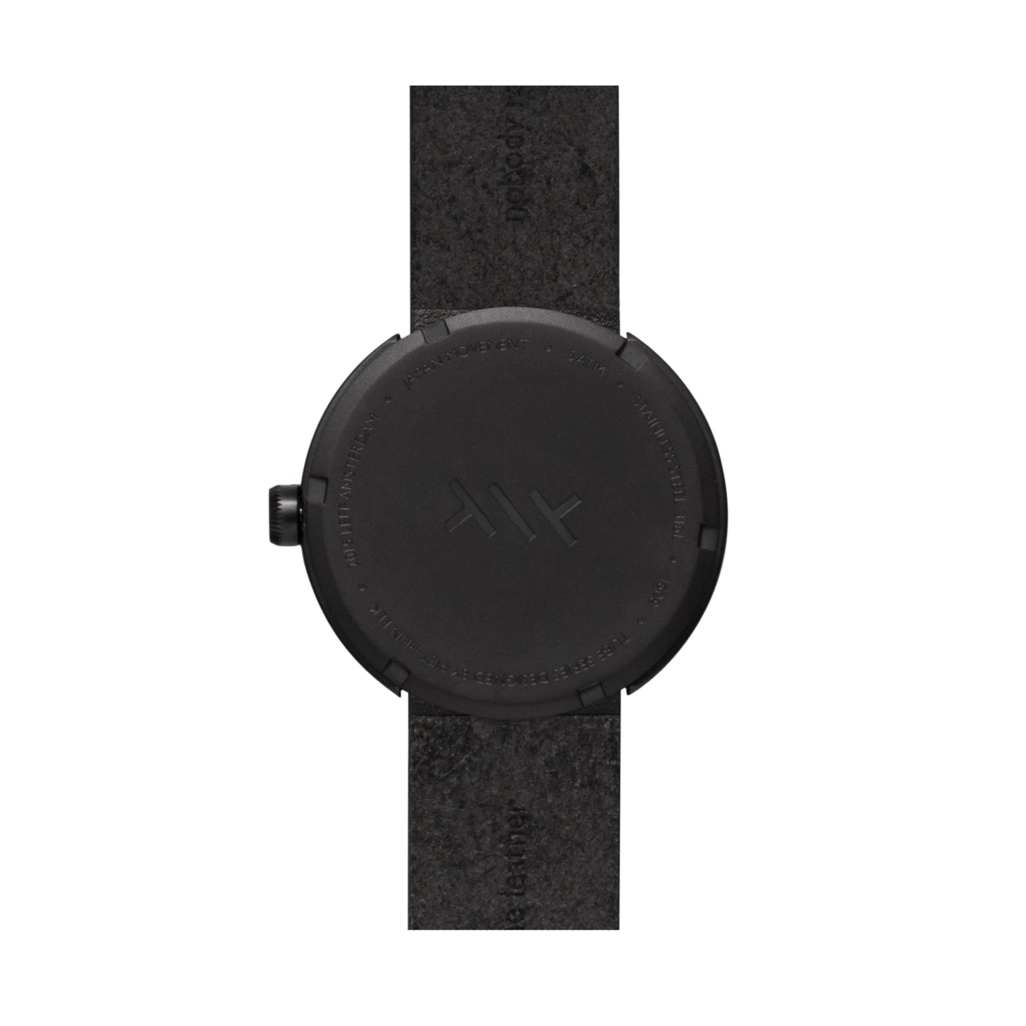 LEFF Amsterdam Tube Watch D42 Black Case Black Leather Strap