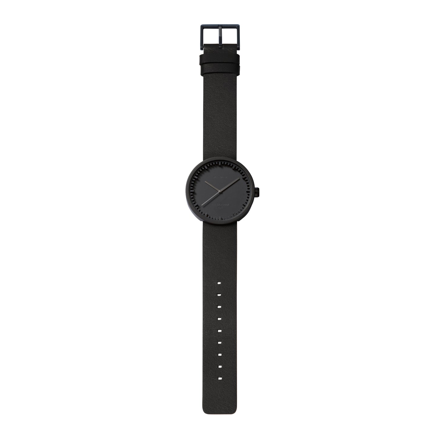LEFF Amsterdam Tube Watch D42 Black Case Black Leather Strap