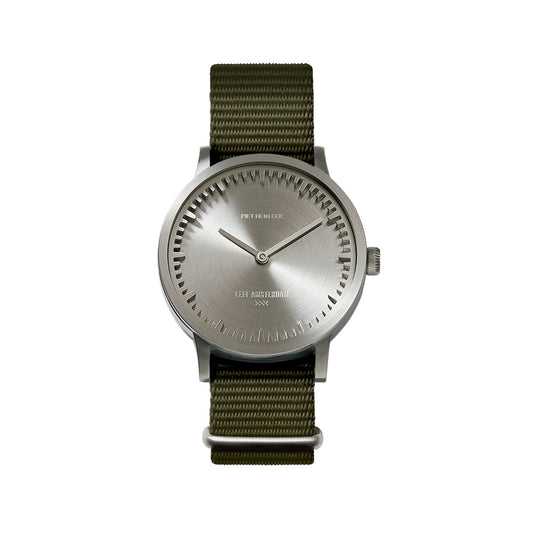 LEFF Amsterdam Tube Watch T32 Stainless Steel Case Green Nato Strap
