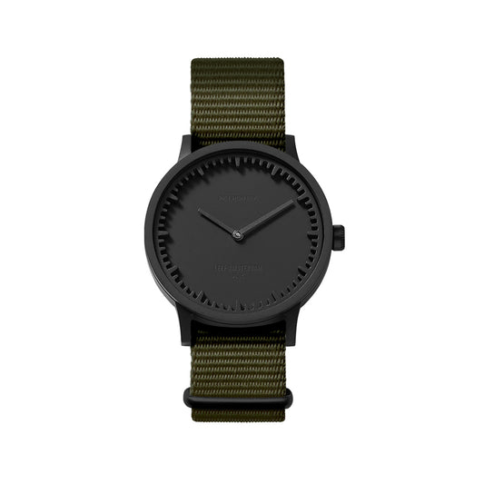 LEFF Amsterdam Tube Watch T32 Black Case Green Nato Strap