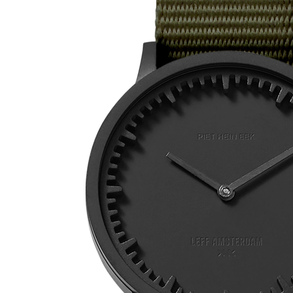 LEFF Amsterdam Tube Watch T32 Black Case Green Nato Strap