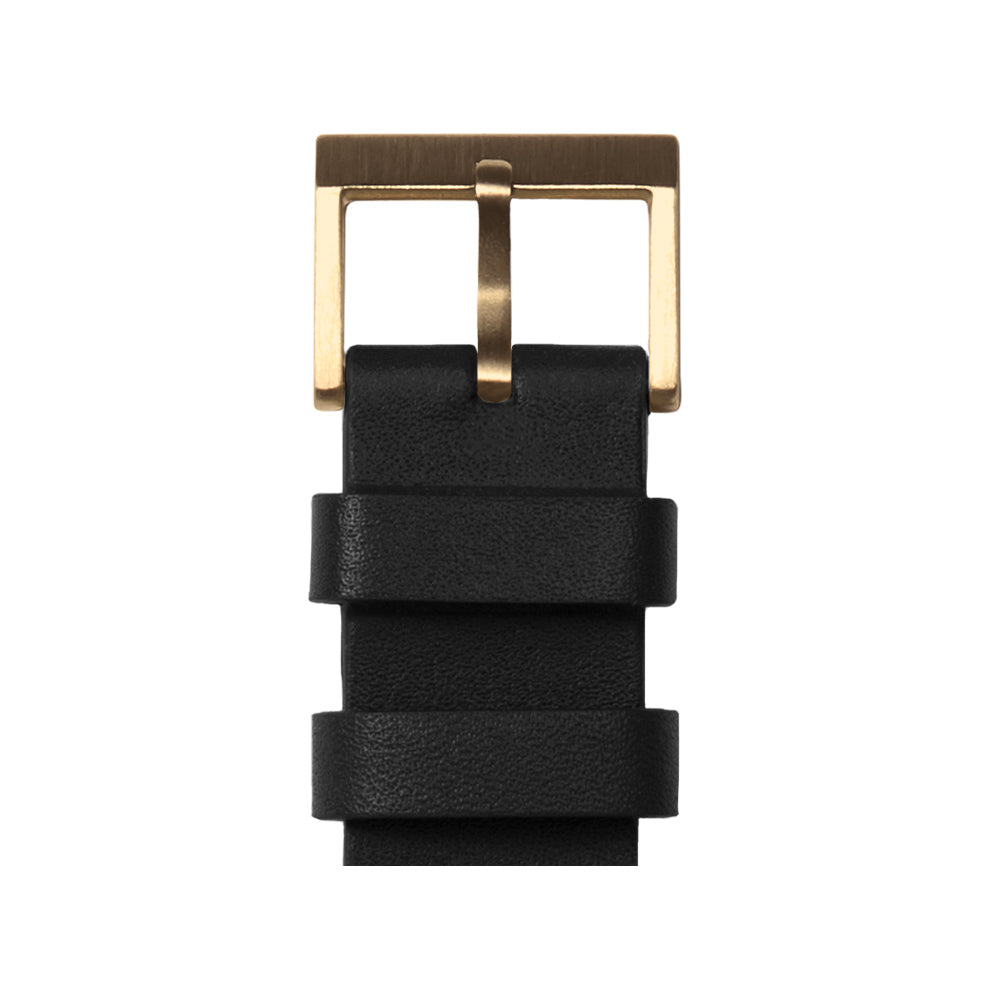 LEFF Amsterdam Tube Watch T32 Brass Case Black Leather Strap