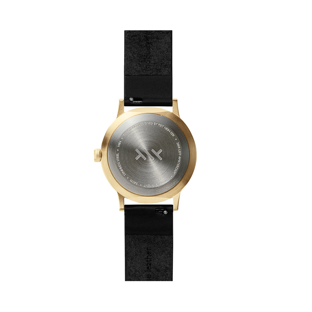 LEFF Amsterdam Tube Watch T32 Brass Case Black Leather Strap