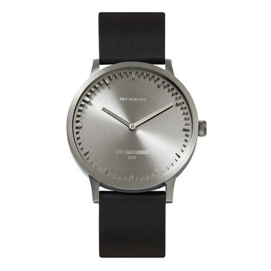LEFF Amsterdam Tube Watch T40 Stainless Steel Case Black Leather Strap