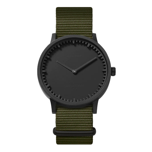 LEFF Amsterdam Tube Watch T40 Black Case Green Nato Strap