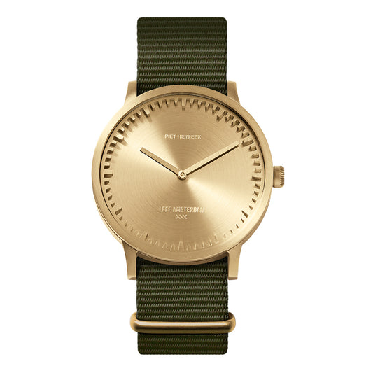 LEFF Amsterdam Tube Watch T40 Brass Case Green Nato Strap