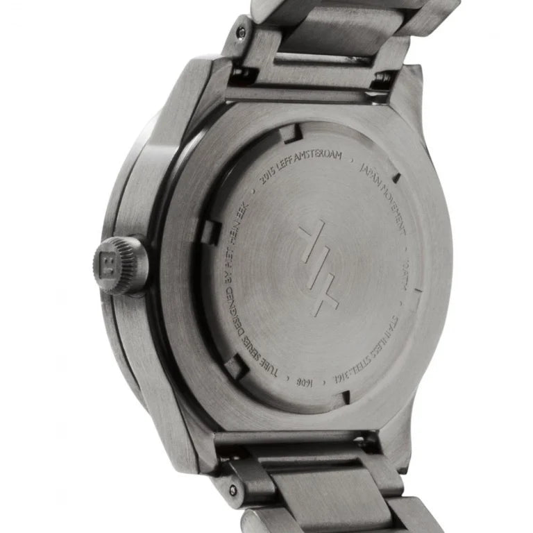 Leff Amsterdam Tube Watch S42 Date Steel with Pearl Dial