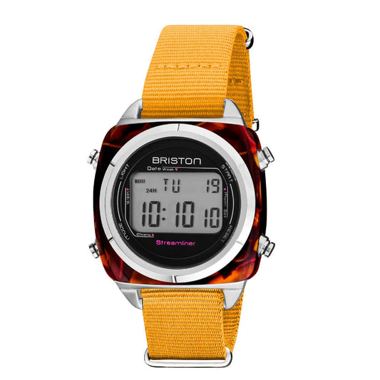 Briston Streamliner Digital Swing Black Dial Orange Nato Strap