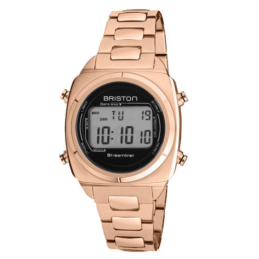 Briston Streamliner Digital Black Dial Rosegold IP Bracelet