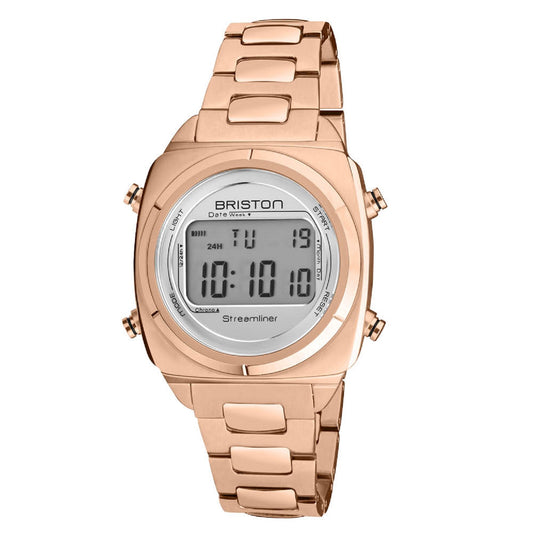 Briston Streamliner Digital Silver Dial Rosegold IP Bracelet